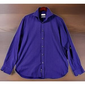 Michael Kors Men's Slim Fit Dress Shirt Purple Polka Dots 16.5 34/35 Size Large